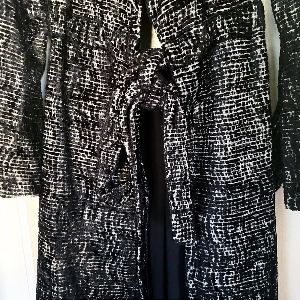 Cult Gaia Aya Matelassé Velvet Open-Back Coat Belted Long Black Size Small NWT - Picture 5 of 11